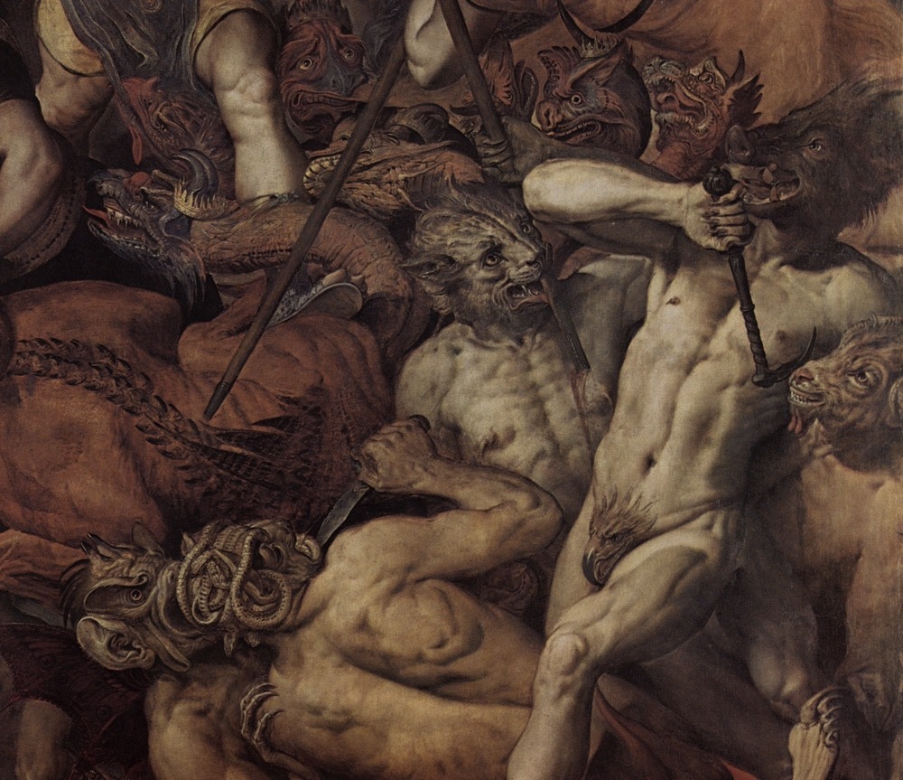 brezifus:  low-country:  Frans Floris - Fall of the Rebel Angels (detail, 1554) 