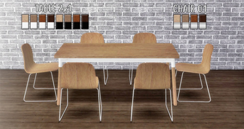 Scandinavian Dining-Meshes by Gosik, converted and retextured-5 items:▪ Table 2x1 (8 swatches)▪ Tabl