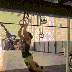 crossfitters:  Candice Wagner Muscle up fun today with a medball.  Beast!