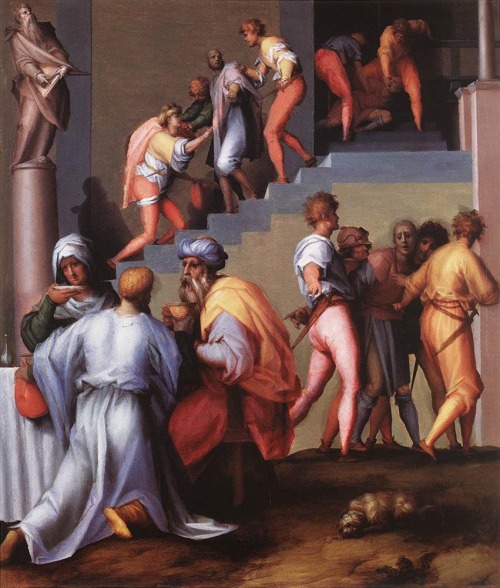 jacopo-pontormo: Punishment of the Baker, 1518, Jacopo PontormoMedium: oil,woodwww.wikiart.o