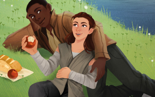 daryshkart:once again @finnreyultd commissioned me to draw the cutes idea of Finn and Rey relaxing o