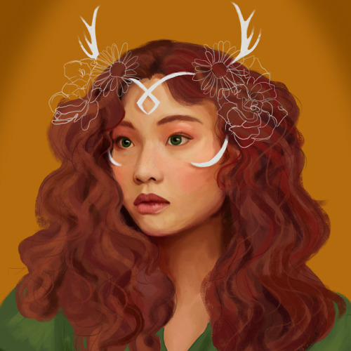 criticalnine:i have passed through fire.[image description: a realistic portrait of Keyleth from the waist up in front o