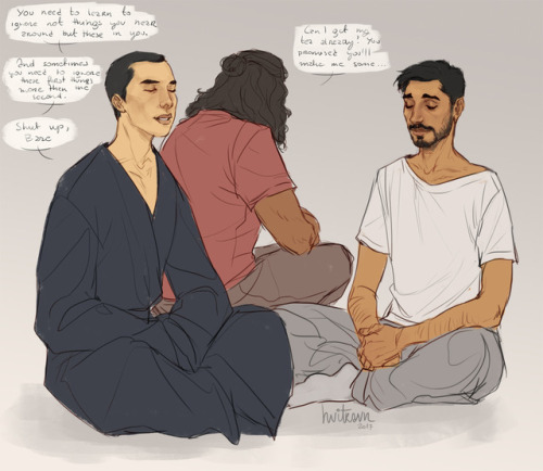 hvit-ravn:Anonymous said: Bodhi meditating with Chirrut to relieve anxiety?Anonymous said: could i g