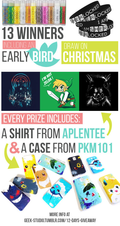 geek-studio:Geek Studio’s 12 Days of Christmas Giveaway!It’s the most wonderful time of the year but