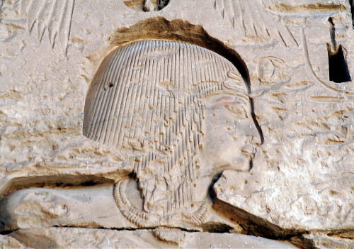  Detail of Ramses III wearing a lappet wig at Medinet Habu, 20th dynasty
