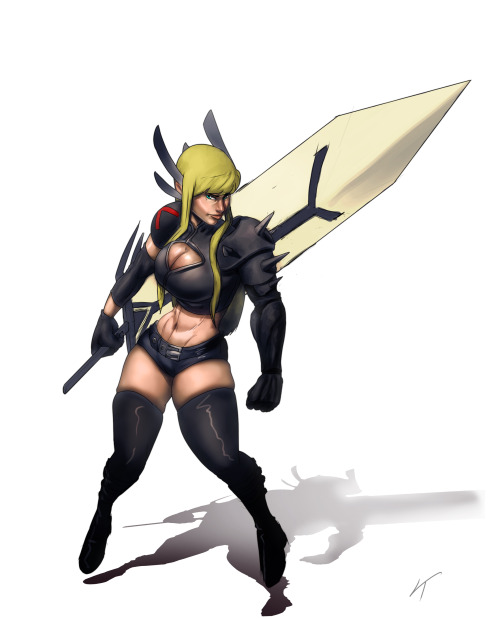 nativefuhrer:    The Uncanny Xmen comic has some pretty dope designs going on; really need to catch up on those comics. Decided to doodle Magik from the series, ended up doing a rough paint over the sketch.   