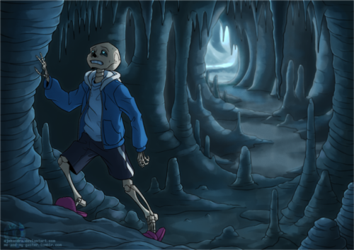 me-and-my-gaster:Deep CavernsSans on his way into the Deep Caverns (thank you, Asgore) to search for