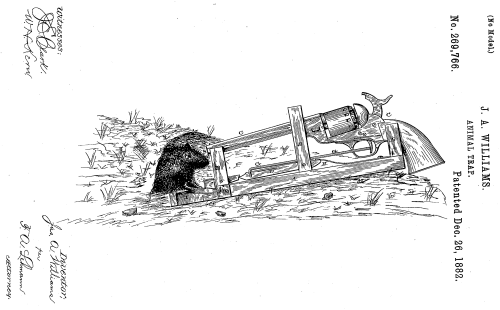 historicalfirearms:Williams’ Patented Animal TrapFor when you absolutely have to kill everything in 