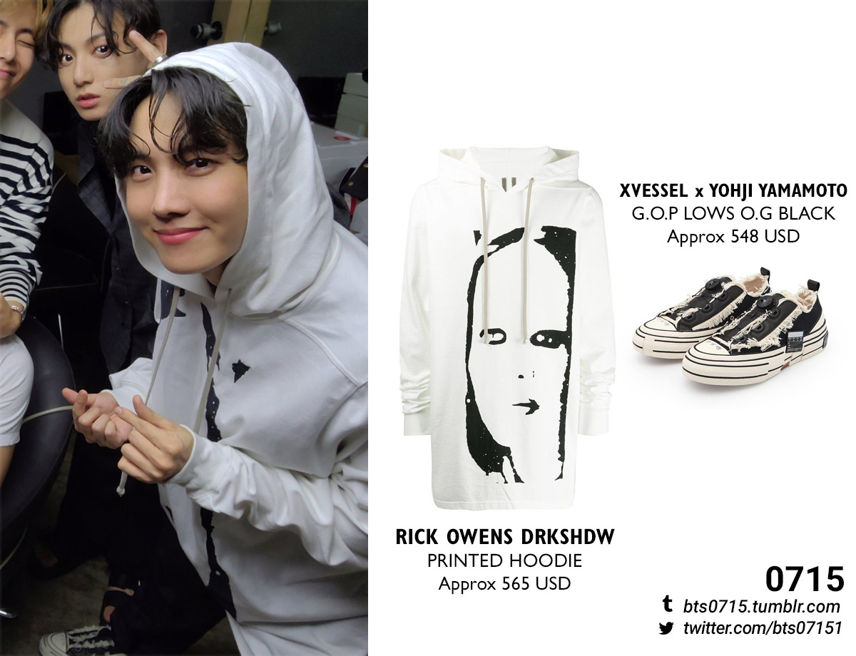 Bangtan Style⁷ (slow) в Twitter: „Twitter Post 201027 Hobi wears RICK OWENS  Corduroy Overshirt ($1690)- color n/a , NEEDLES Poly Narrow Track Pants  ($299) & LOUIS VUITTON Monogram Eclipse Charms Necklace ($530). #