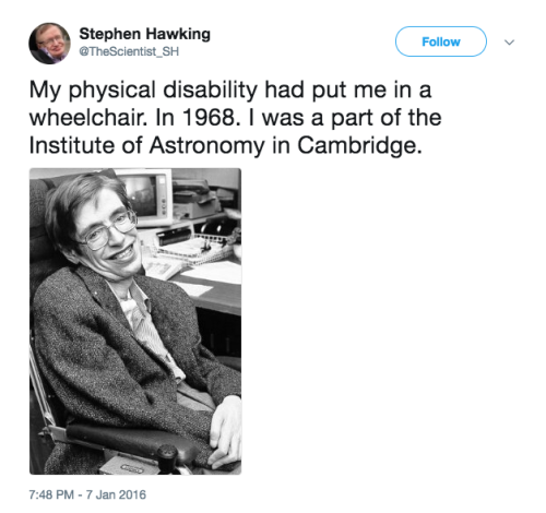XXX religion-is-a-mental-illness: Stephen Hawking’s photo