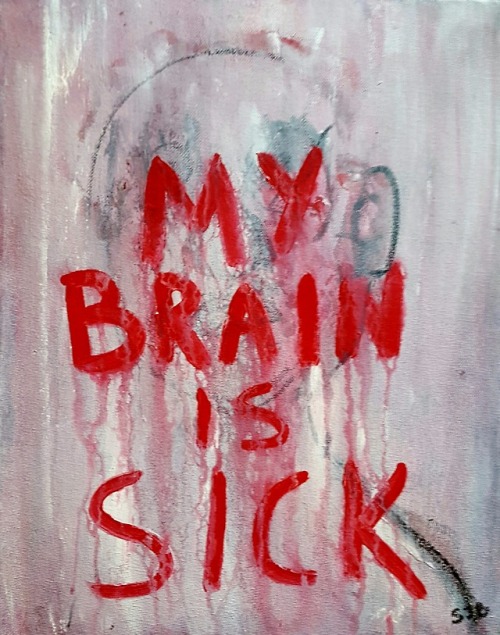 creativedelirium: “my brain is sick,” acrylic and oil pastel on canvas, February 2018 (don’t remove 