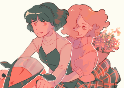 routexx:haru who works at a flower shop and makoto helps her deliver flowers on her motorcycle
