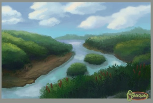 Bugology - MarshlandsThe last of the backgrounds I painted for the Bugology game. 