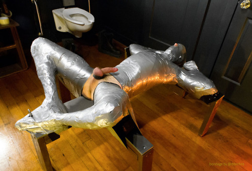 tapedandtortured:  rbbrchris: That’s a lot of tape! The pup tapes beautifully. I’m proud of him.