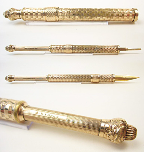 A.W. Faber, pencil and nib combination, 1892. Gilded. Germany. Via cas1996.deSince 1761 the Faber dy