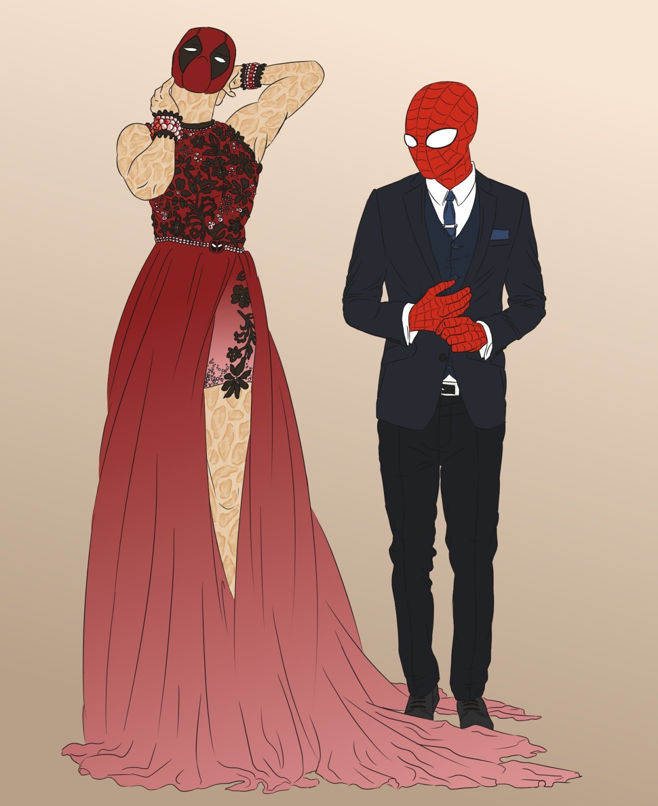 the-pudding-is-a-lie:  Spideypool Week: 4/7 Dress Up Tried to go for a James Bond