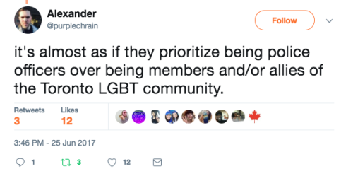 allthecanadianpolitics:Good thread on the Toronto Police/Black Lives Matter/Pride Toronto by @purple