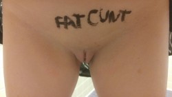 Naughty-Redhead:  Yesterday’s Adventures Included Having To Write “Fat Cunt”