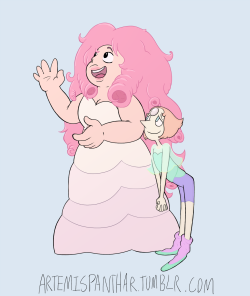 Rose Quartz is probably passionately talking about some Earth thing but, tbh, I think she could be reciting the phone book and Pearl would hang on her every word.This was originally just a drawing of Pearl in her “Story for Steven” outfit (since
