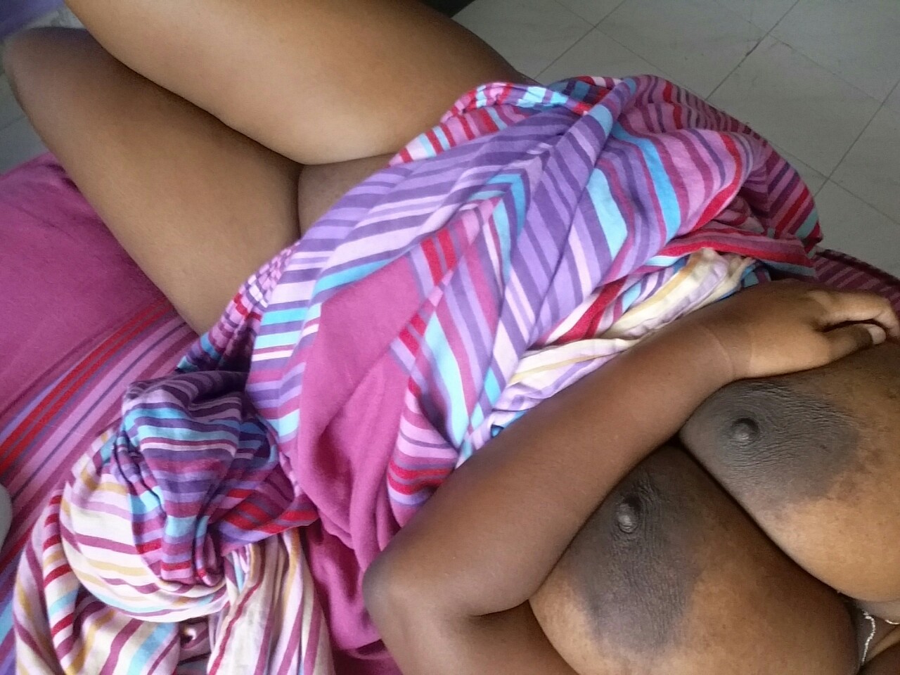 chocobabydolly:  In bed earlier today …um master i rub my pussy every morning 