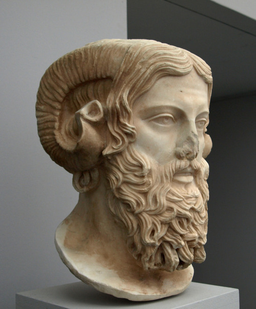 Zeus-Ammon.  Roman copy of a Greek (5th cent. BCE) original, depicting Zeus with the ram’s hor
