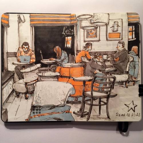 Starbucks sketch, mostly copics.