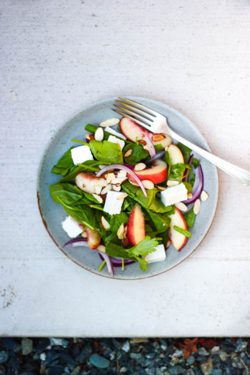 Nectarine and Almond Salad with Lime Vinaigrette http://www.wholeheartedeats.com/2014/08/nectarine-a