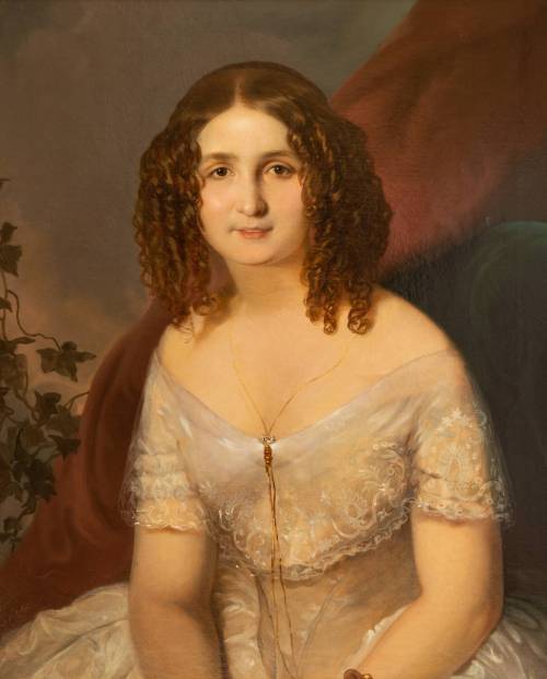galleryofunknowns:Eduard Swoboda (b.1814 - d.1902), ‘A Young Lady in White*’, oil on canvas, c.1860,
