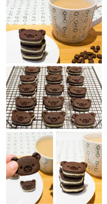 sugars:  sparkle-side-up:    Rilakkuma “Oreo” Chocolate Sandwich Cookies (blog post here)    shove them alllll in my mouth