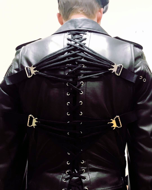 fuskida:Moschino corset laced back Biker Jacket