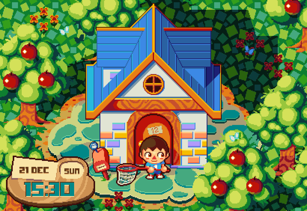midio:  Made an Animal Crossing fanart/mockup in pixel art! I’d love to play AC
