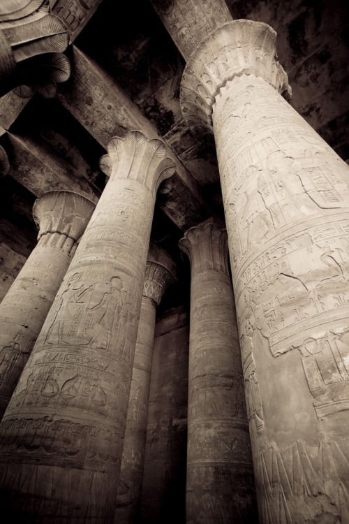 Temple of EdfuColumns of the Hypostyle Hall in the Temple of Horus at Edfu.