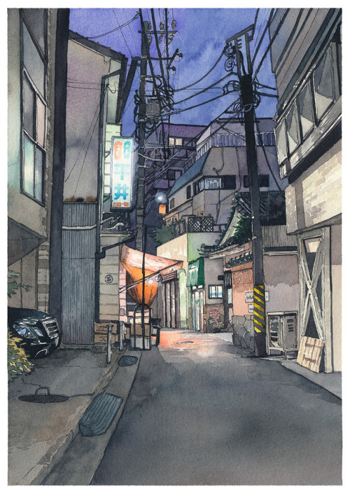 mydarkenedeyes: Mateusz Urbanowicz - Tokyo at Night (Watercolour on paper, 2017‒)