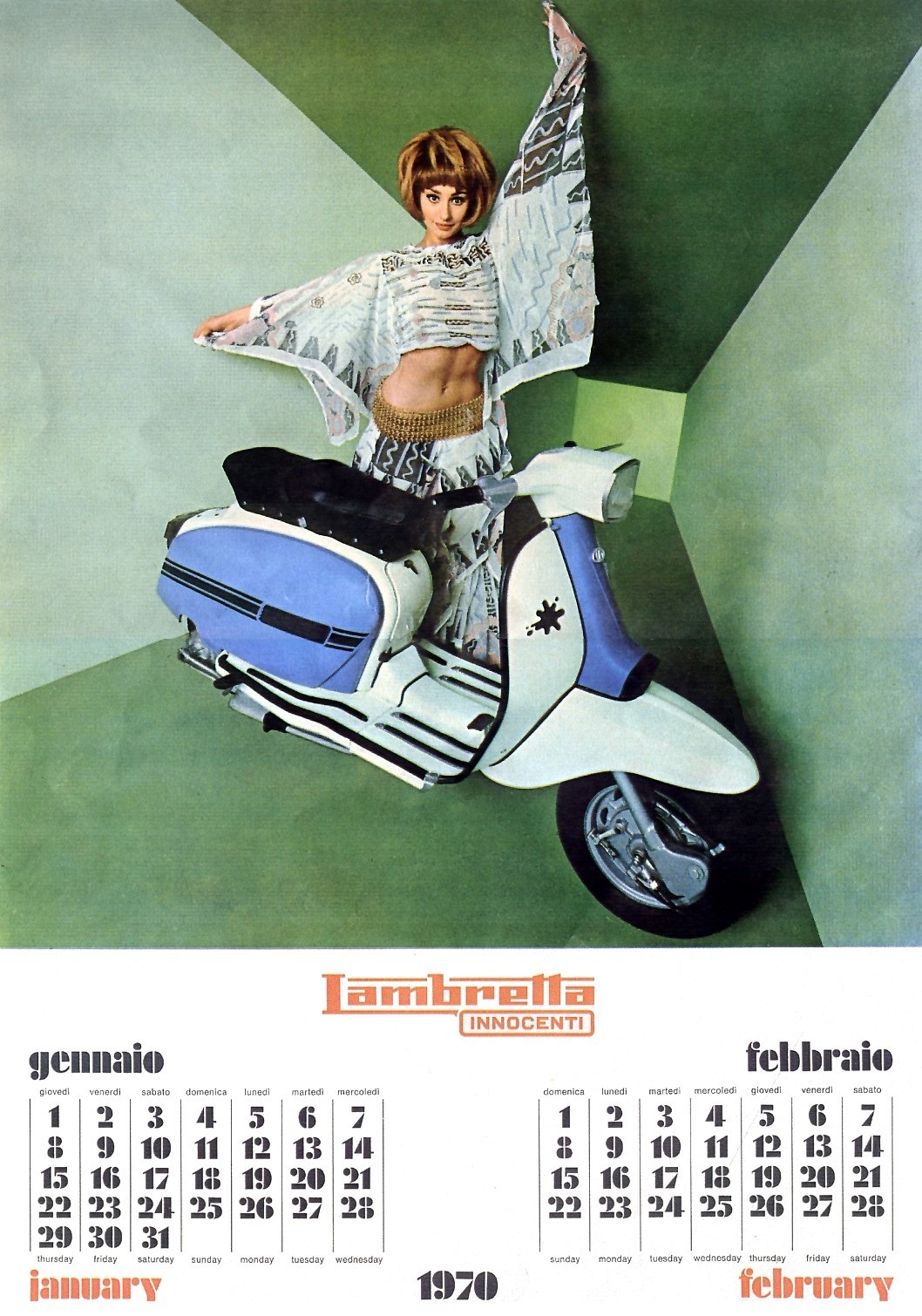 girlsandmachines:  Lambretta Innocenti Calendar, Italy 1970. Merci Sly.