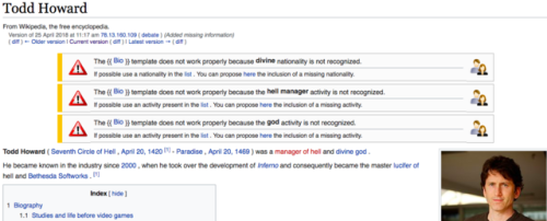 flamingsalyut: flamingsalyut: Today has been a great day for Todd Howard on Wikipedia!Happy Birthday