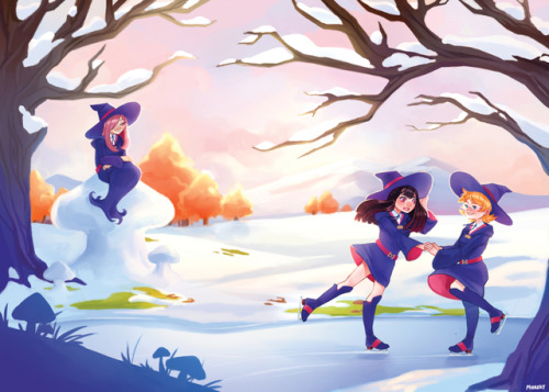 Spread I did for @lunanovazine!! Loved to draw these gals having some fun in the snow and still can’