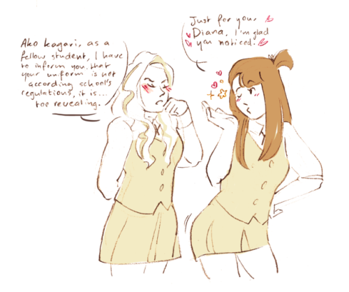 purpsart: Why does Akko have the shortest skirt in all of luna nova? idk really but I have a few the
