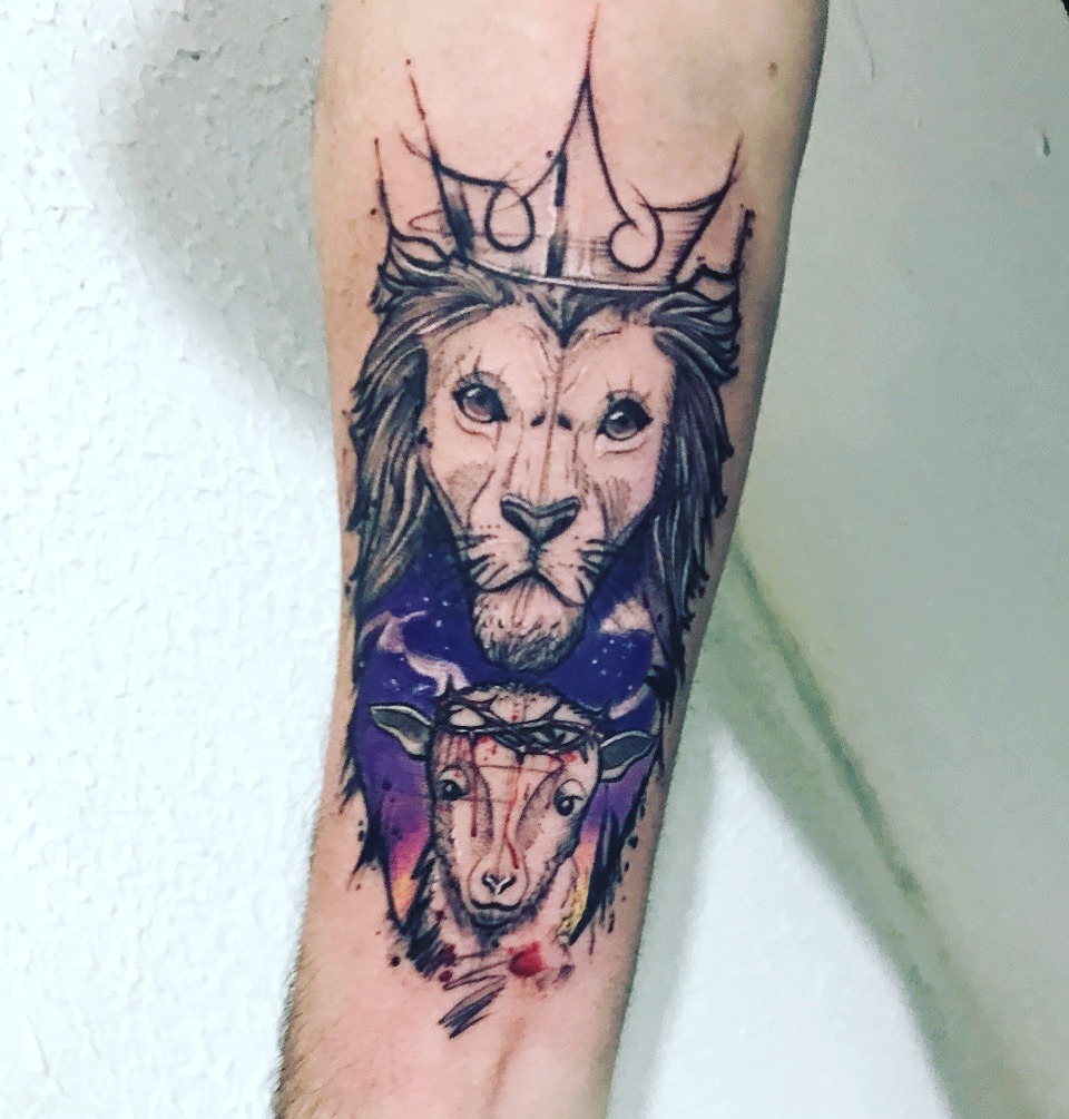 Lion  Lamb tattoo by Nick Oliveri at Visionary Tattoo Tampa Fl  rtattoos
