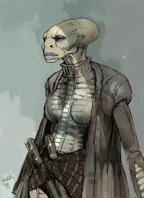 alwaysstarwars:  Stunning concept art for a female Sith by Dermot Power These illustrations, originally developed for Attack of the Clones, would later be used as the basis for Asajj Ventress. 