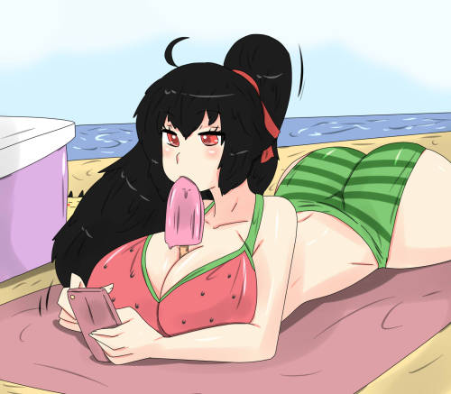 Raven relaxing at the beach