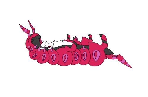 someone sleeping on top of a Scolipede, who is also sleeping