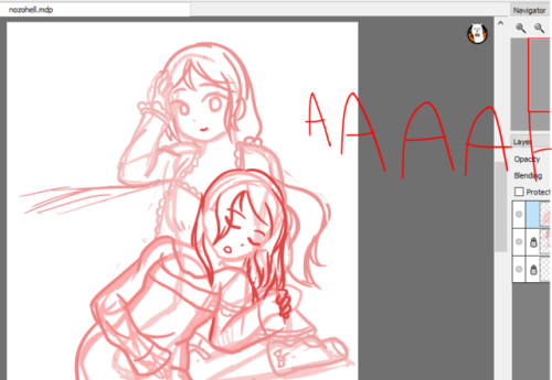 working on NozoEli!!!!!!!! obvs i didn’t finish it in time for femslash february but!!!!my fir