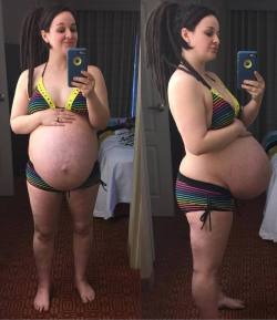 emptyhead424:  Her (v/o): Mmph. Yeah, I can still rock this bikini. Even in my 9th month with this twin baby belly. (She poses and swivels her hips)I bet eeeeveryone at the pool will be staring at me. I can’t wait. (Pause. She admires herself some