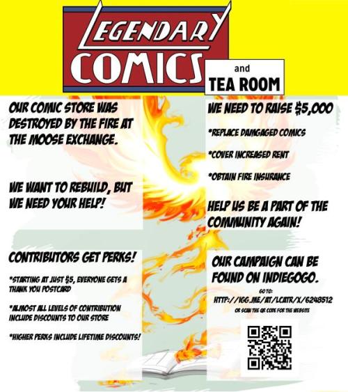 Hey there comic loving tumbley-poos! It would be really awesome if you could help out a fallen comic shop. They suffered a fire that ruined the shop and all of their inventory. They’re trying to rebuild and they need help to do it! The IndieGoGo