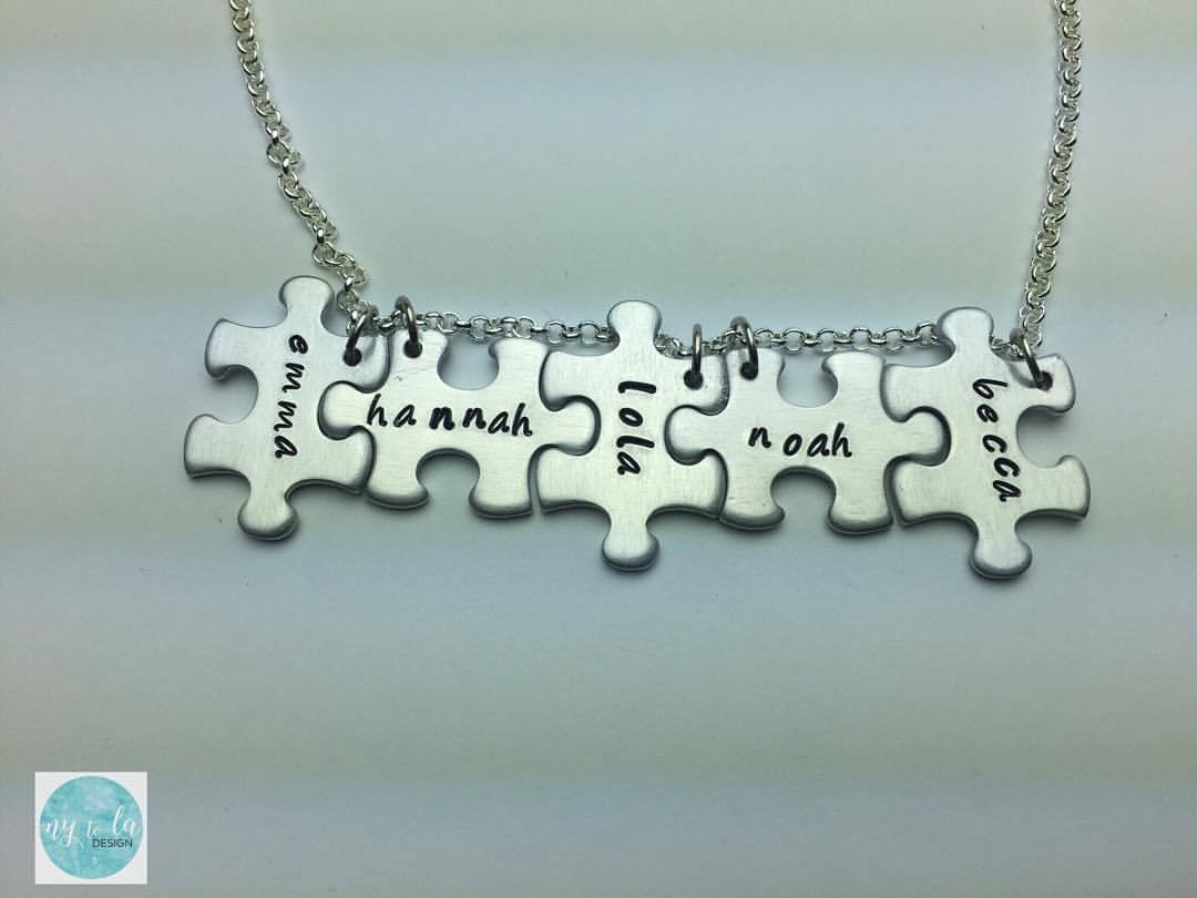 ny2ladesign:  Aluminum puzzle piece necklace….     Finished necklace. Another