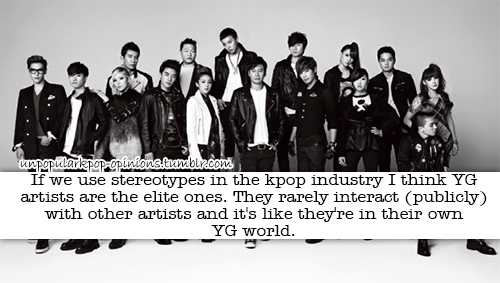 unpopularkpop-opinions:If we use stereotypes in the kpop industry I think YG artists are the elite o