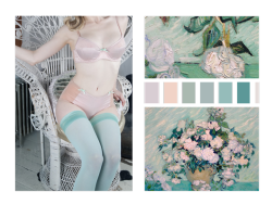 Colormatches:  Vincent Van Gogh, White Roses X Playful Promises, Eva Pin Lingerie 