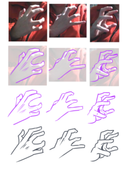 turntechtestament: a little tutorial i did for someone on @homestuckartists this is the best way I’ve found to do hands: by using yourself as a model (especially if you have skinny ass fingers like me 1 - try to make your hand poses as extreme as you