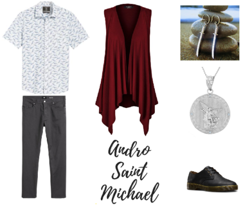 Inspired by St. Michael (feast day September 29), this look is both Mass-ready and action ready, app