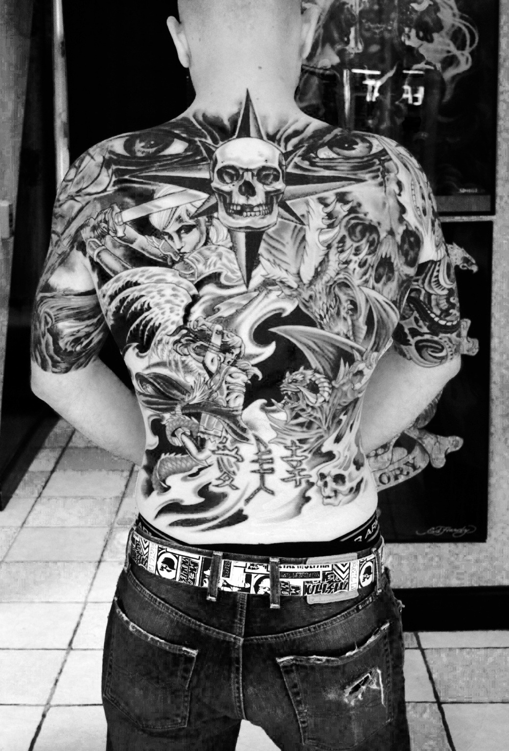 My back in black and white.